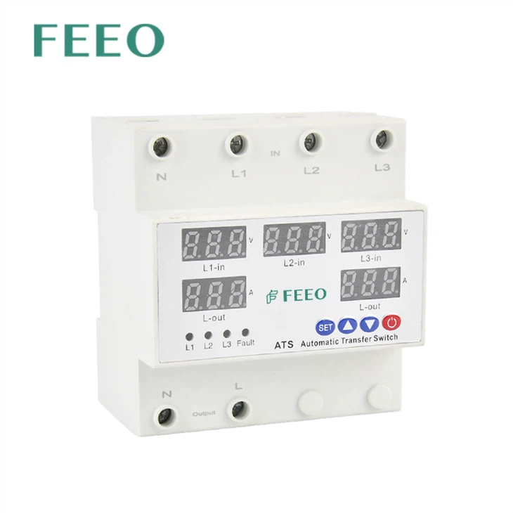 FEEO 220V ATS Controller Daul Power Changeover Automatic Transfer ATS Din Rail Switch 63A LED Indication For Operating Voltage price